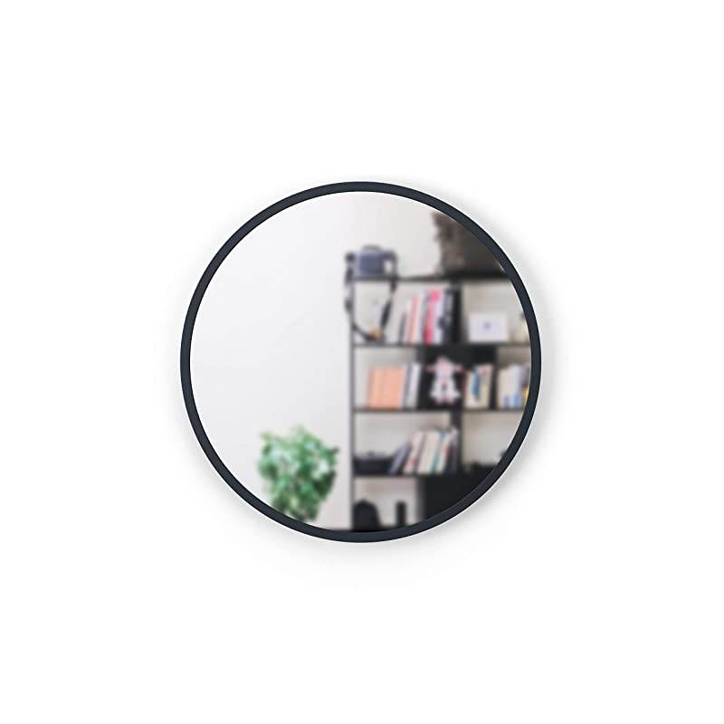 Charcoal Hub 30&rdquo; Round Wall Mirror with Rubber Frame, Modern Decor for Entryways, Bathrooms, Living Rooms Inch