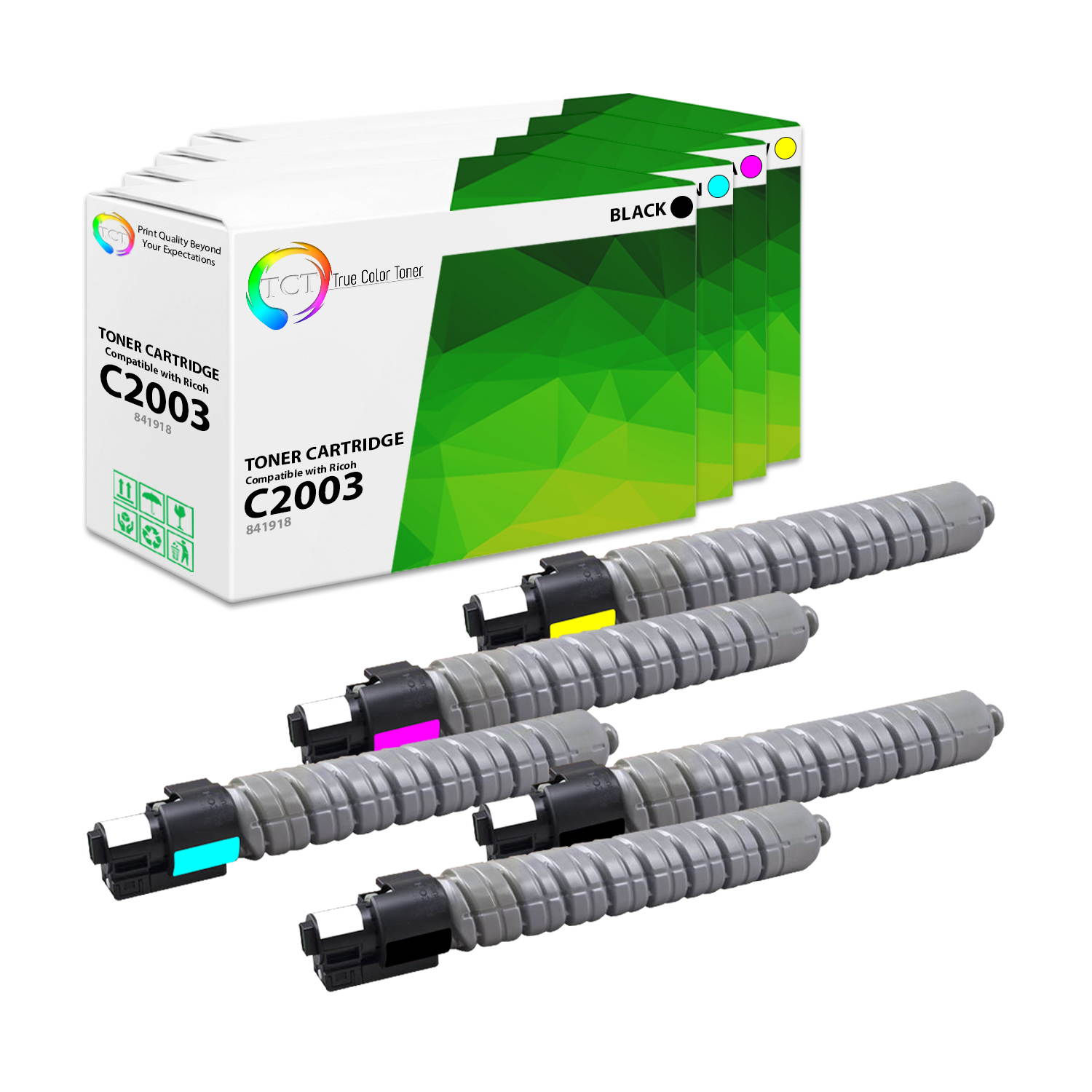 TCT Premium Compatible Toner Cartridge Replacement for Ricoh Aficio MP C2003 2503 Printers (Black 841918, Cyan 841921, Magenta 841920, Yellow 841919)- 5 Pack