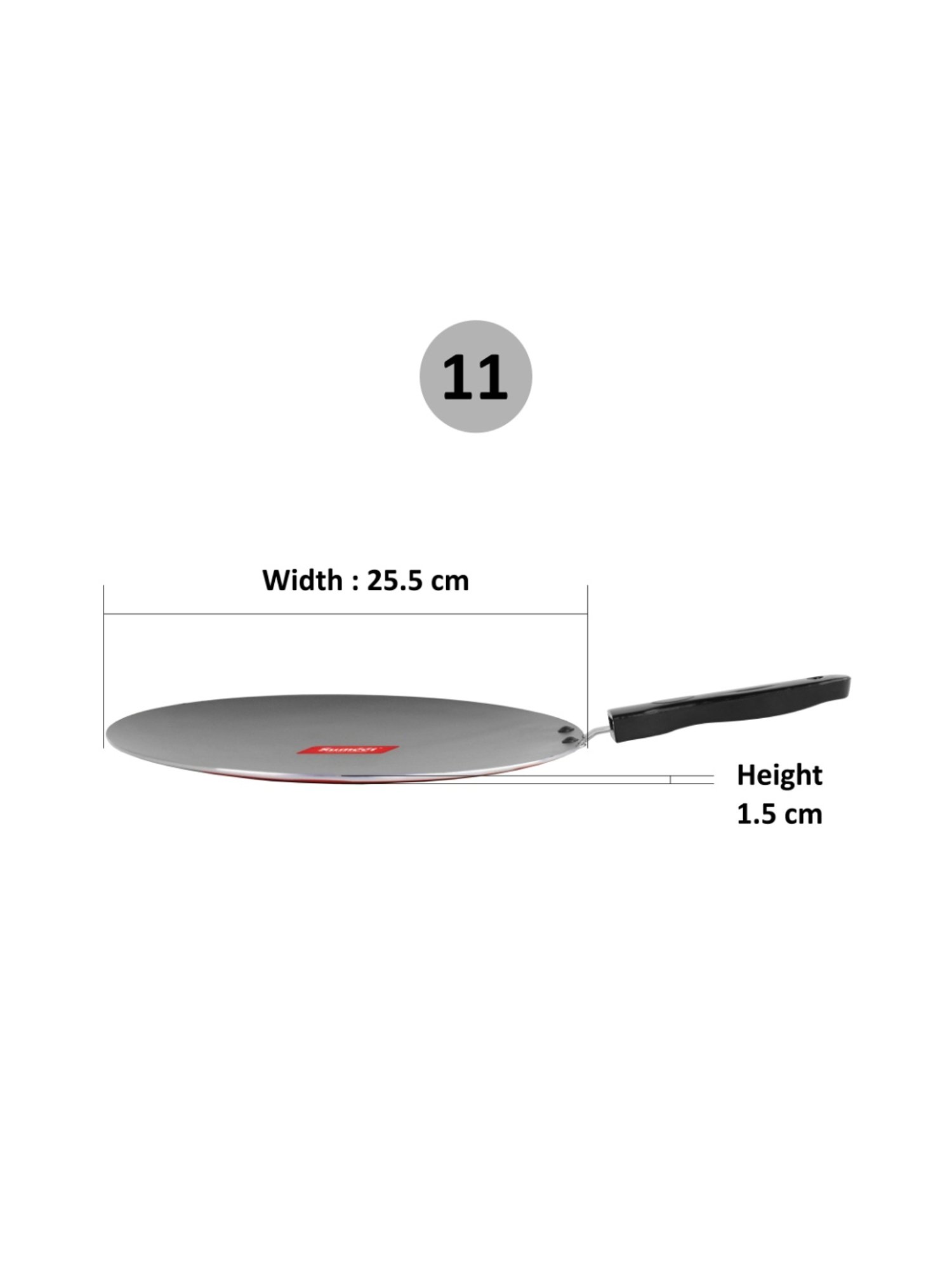 Sumeet Gold Series Pre Seasoned Cast Iron Concave Tawa for Roti 27cm 1.8kg, Gas & Induction-Friendly