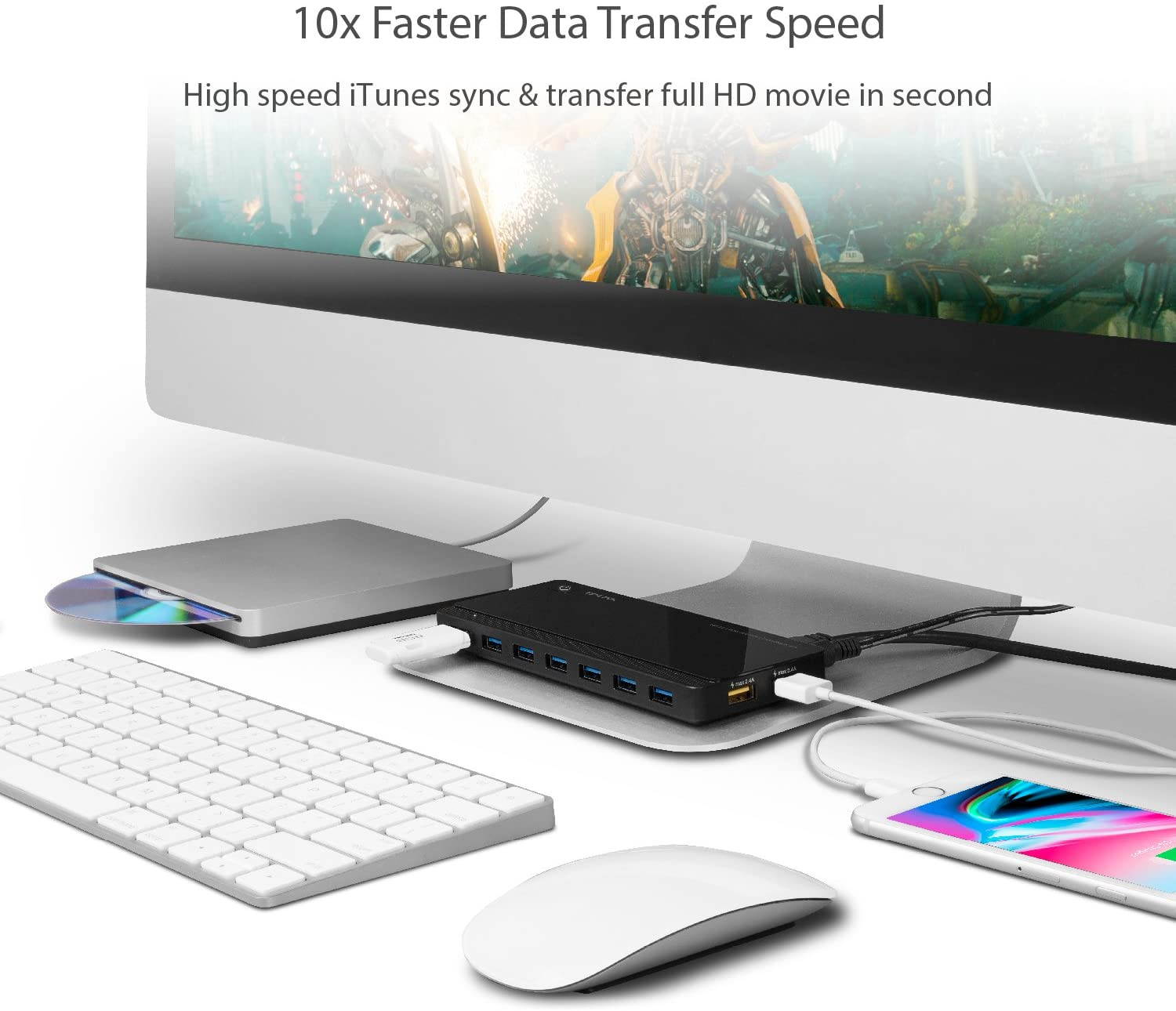 [2nd Gen]TP-Link 9-Port USB 3.0 Hub with 7 USB 3.0 Data Ports and 2 Smart Charging USB Ports. Compatible with Windows, Mac, Chrome & Linux OS, with Power On/Off Button (UH720)