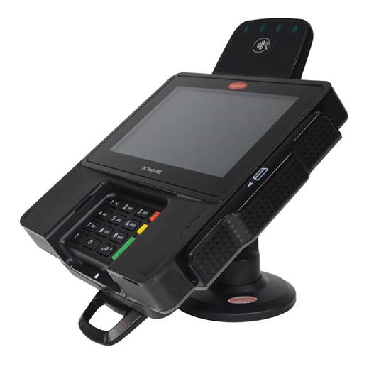 Lower height 3" Stand for Ingenico iSC480 with Key and Lock &reg; Securely and invisibly holds the device in place. Tilts 140&deg; - No Swivel