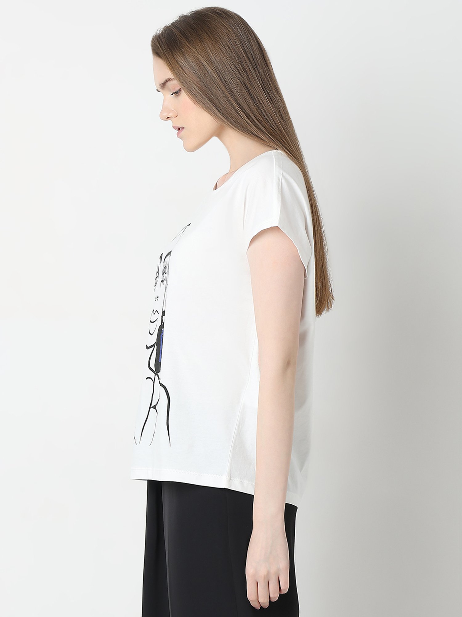 Vero Moda Snow White Cotton Printed Top