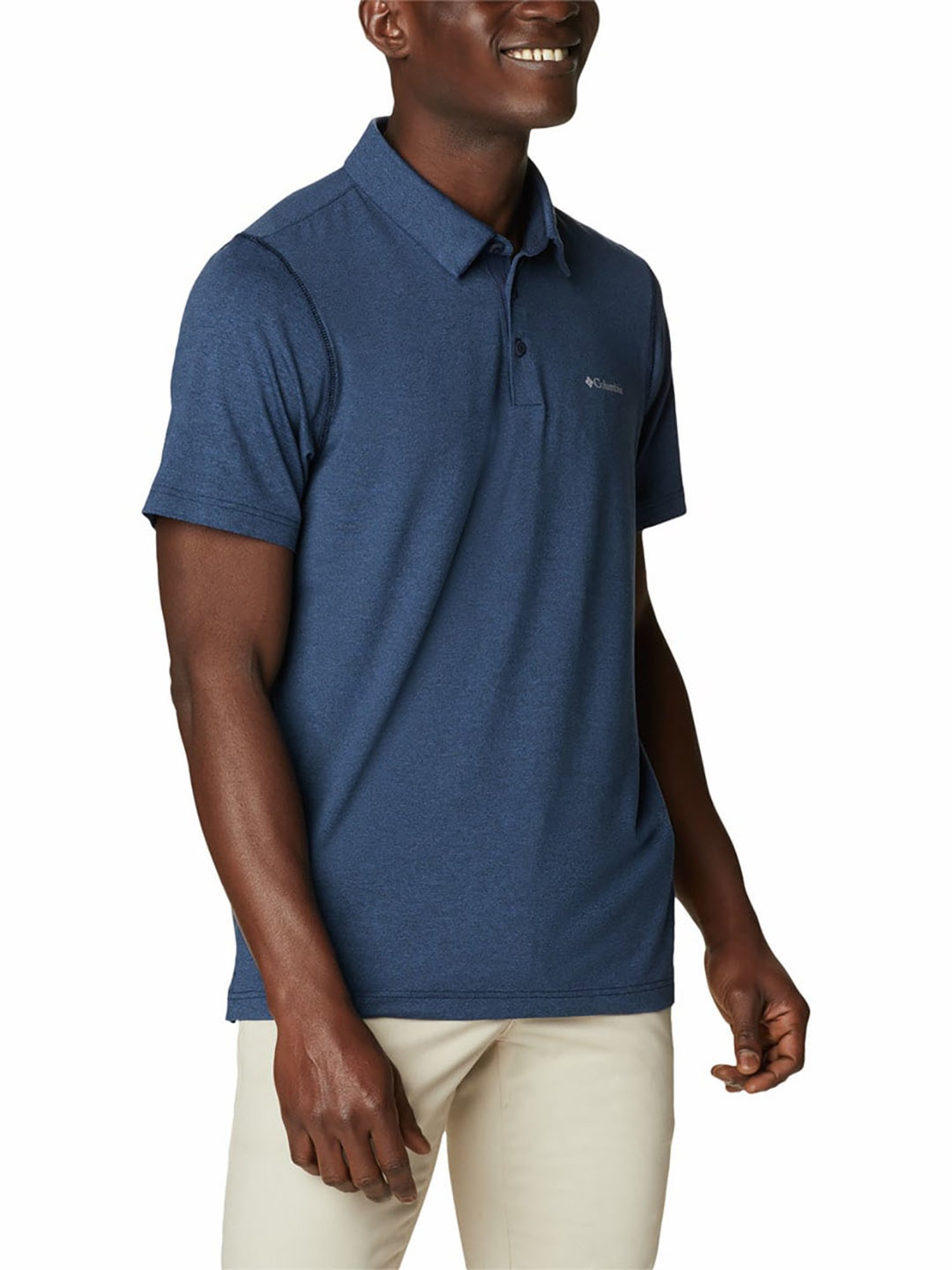 Columbia Men Blue Tech Trail Polo T-Shirt