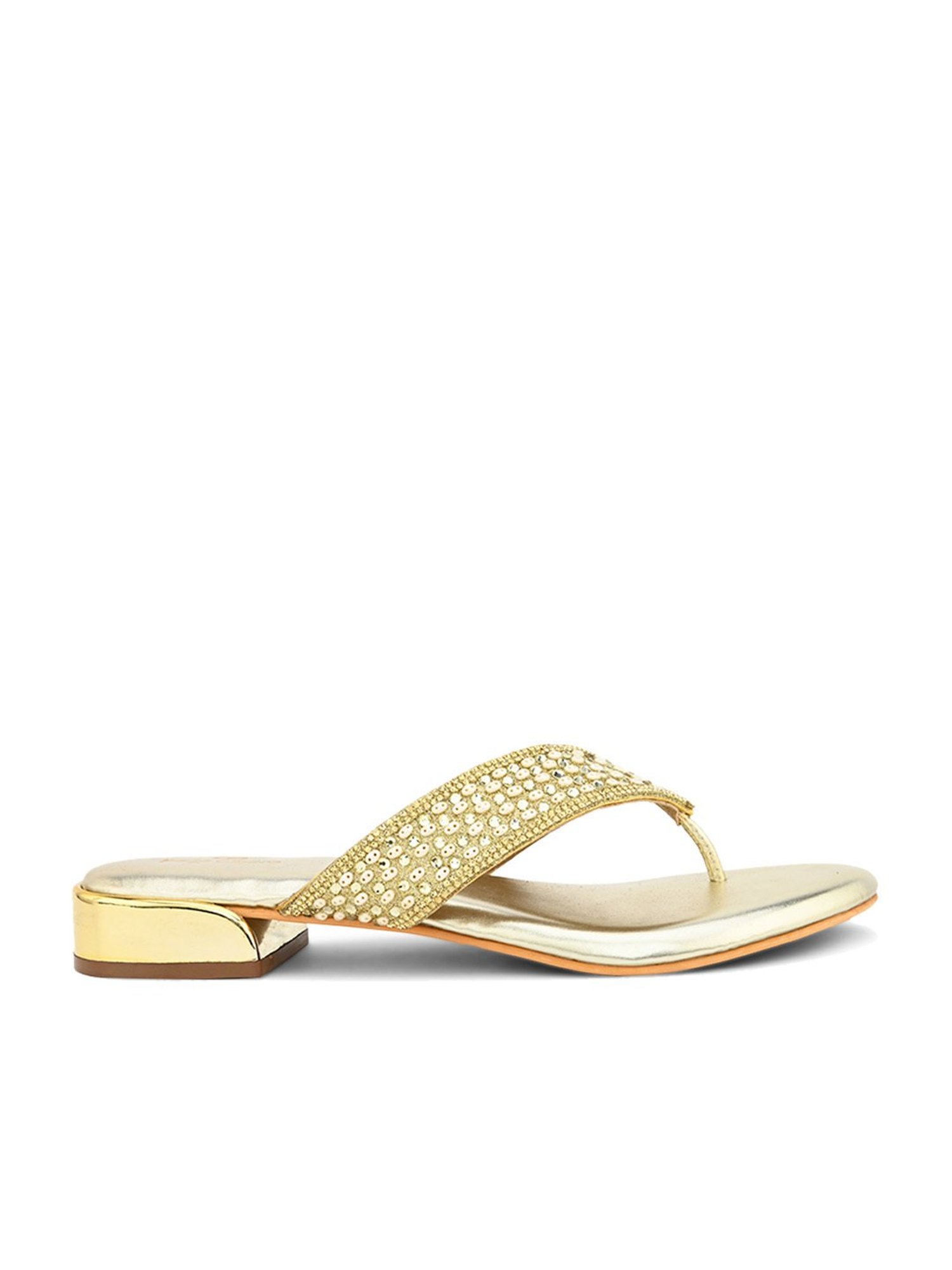 Pelle Albero Women's Gold Thong Sandals