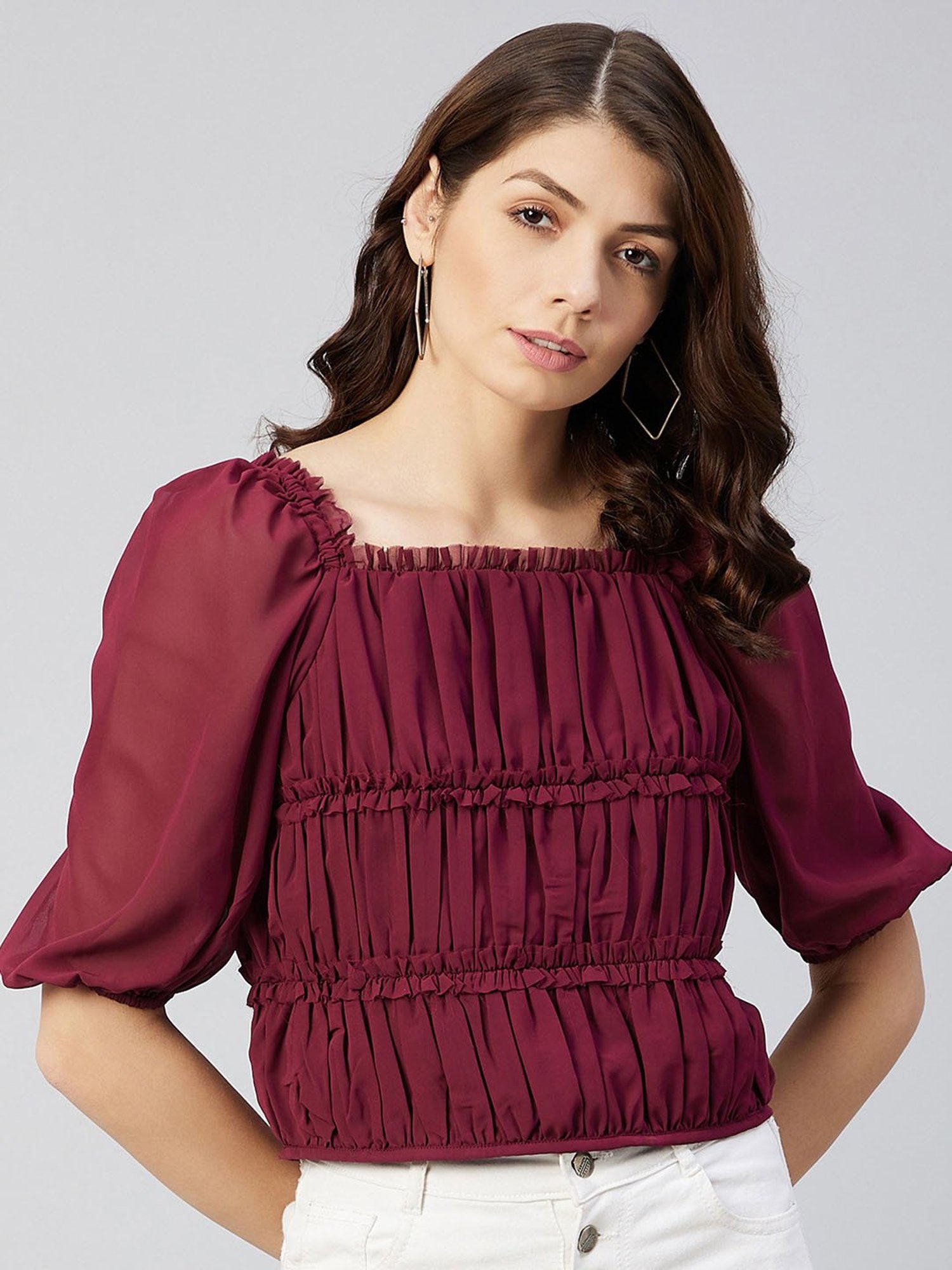Marie Claire Maroon Top