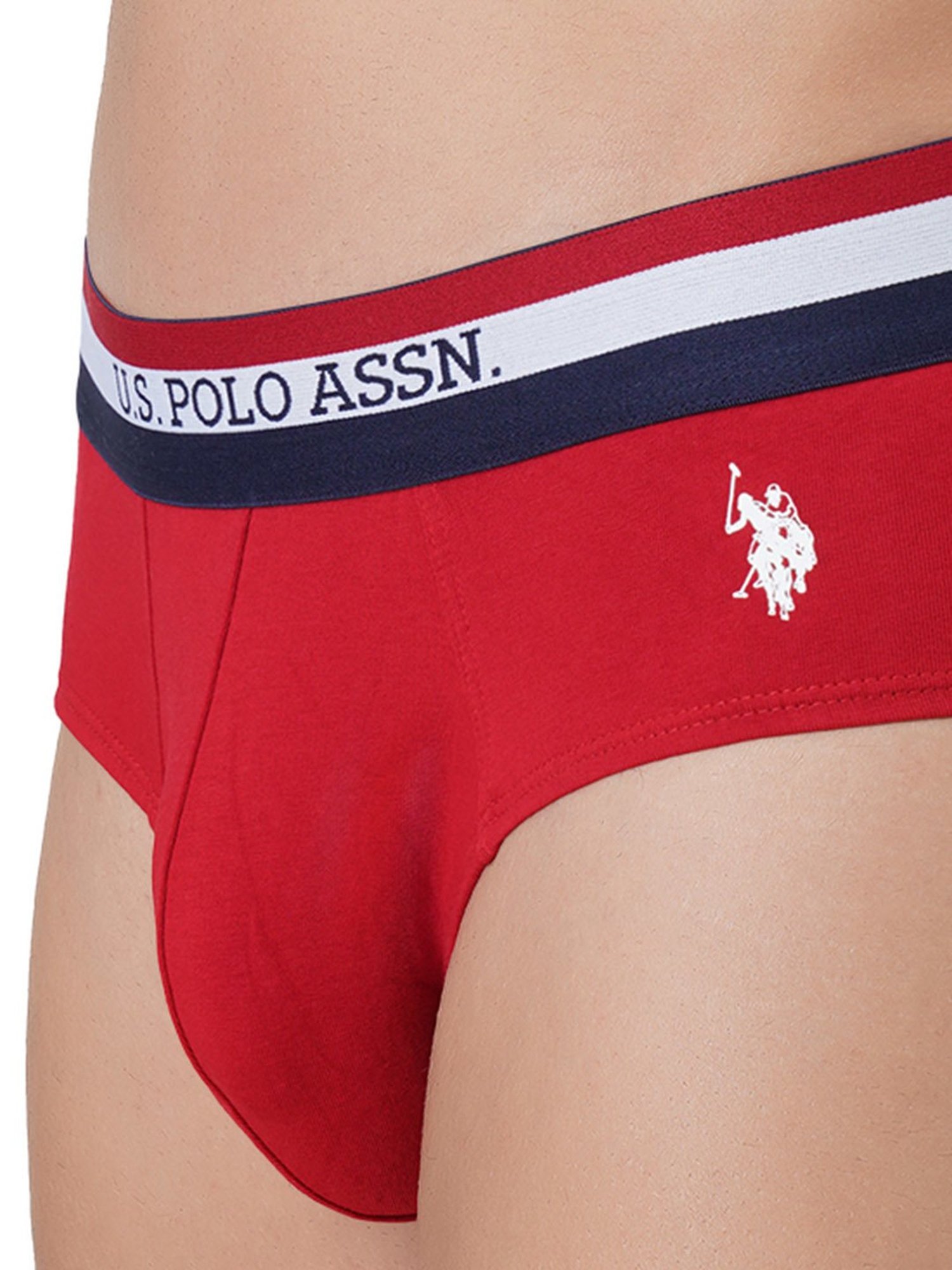 U.S. Polo Assn. Navy & Red Cotton Regular Fit Briefs - Pack Of 2