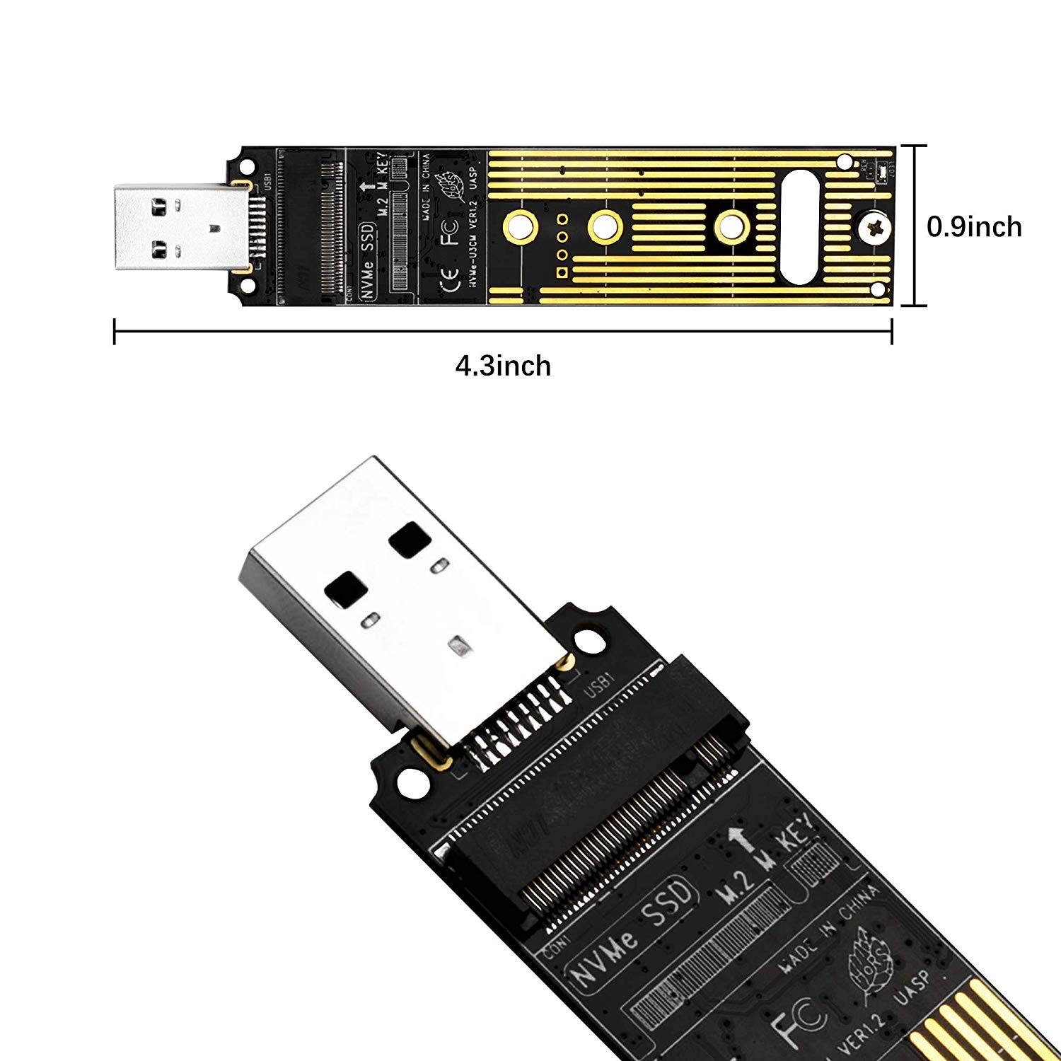 M.2 NVME to USB Adapter, M.2 M Keyed SSD to USB 3.1 Gen 2 Adapter 10 Gbps USB to M2 PCIE SSD Key M Support Windows XP / 7/8 / 10, MAC OS