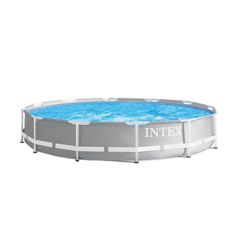 Intex 26710EH Prism 12ft x 30in Metal Frame Outdoor Above Ground Round Swimming Pool with Protective Canopy (Filter Pump Not Included)