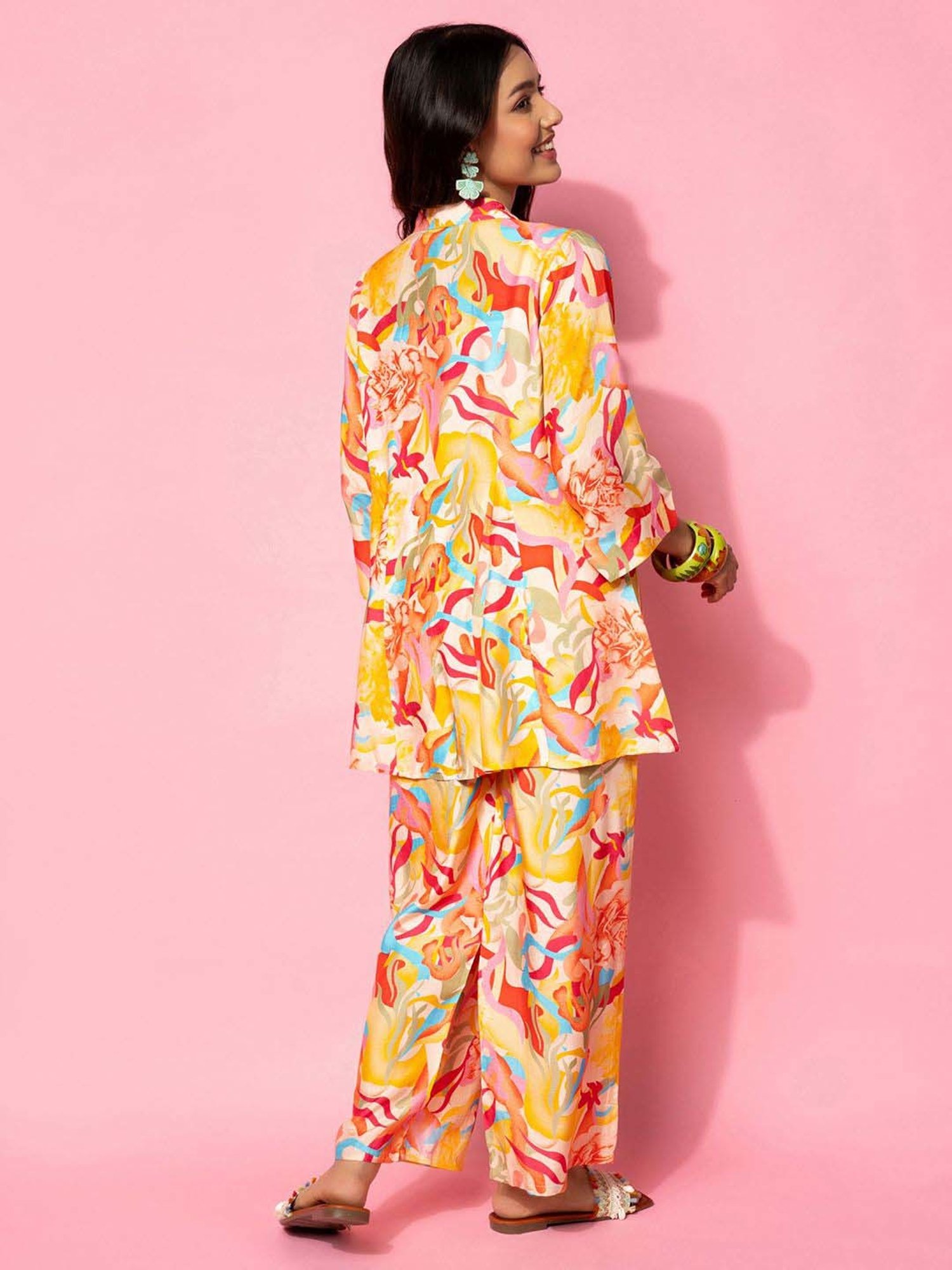 Libas Multicoloured Printed Silk Blend Co-Ords