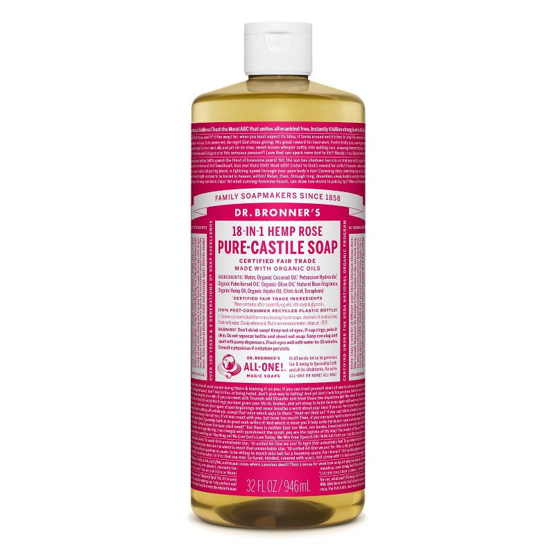 Dr. Bronner's 18-In-1 Hemp Pure-Castile Soap - Rose - 32 fl oz