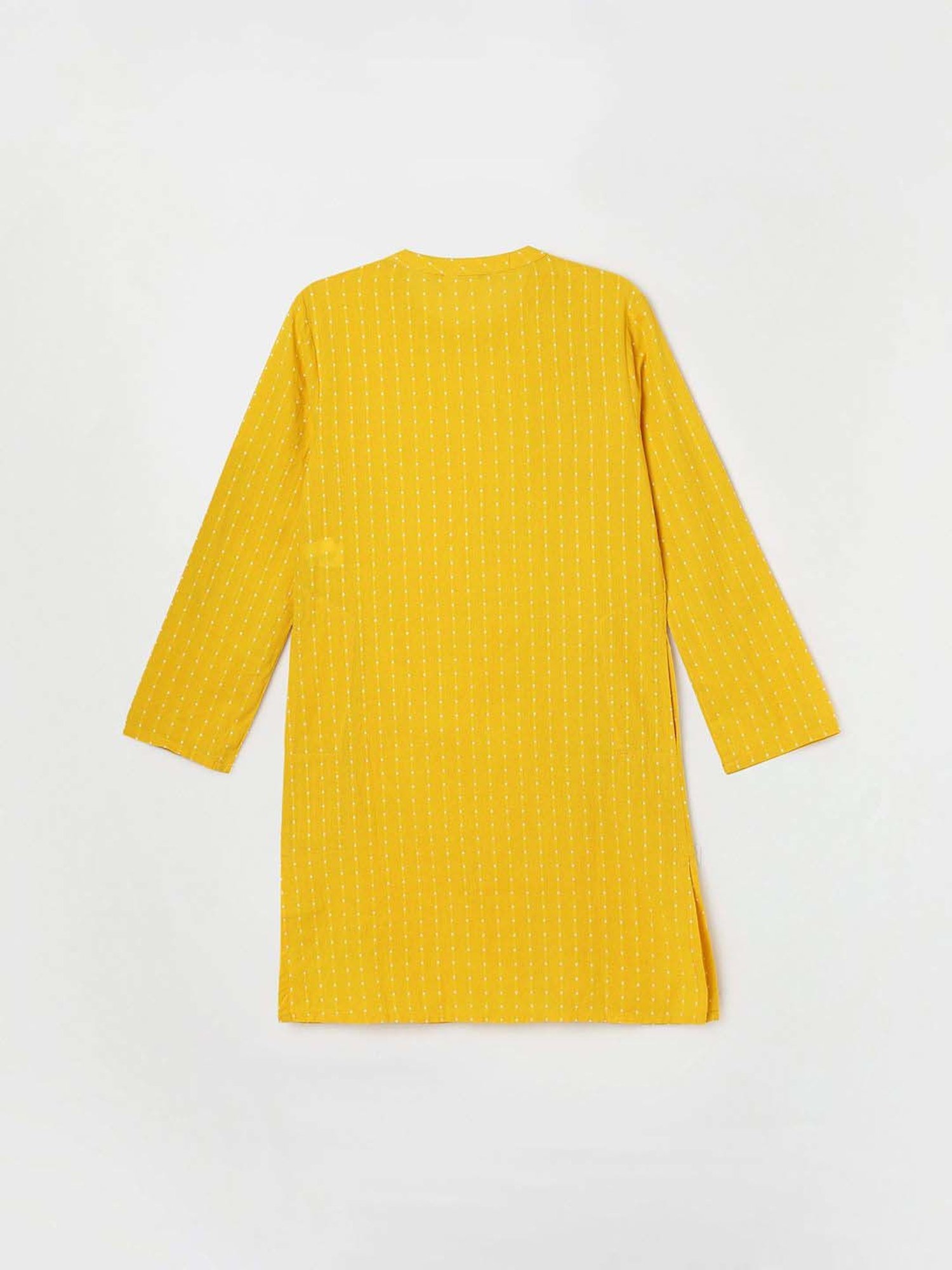 Melange by Lifestyle Kids Yellow & White Cotton Printed Full Sleeves Kurta Set