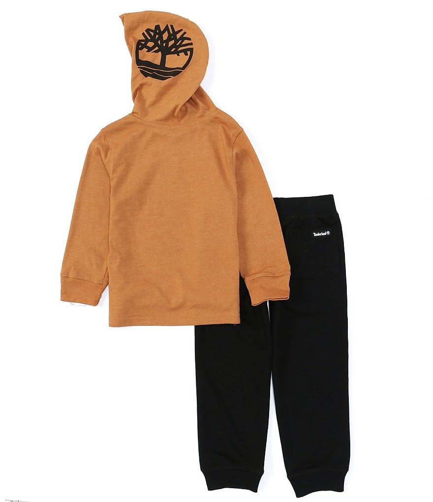 Timberland Little Boys 2T-7 Long-Sleeve Logo Hooded Tee & Jogger Set