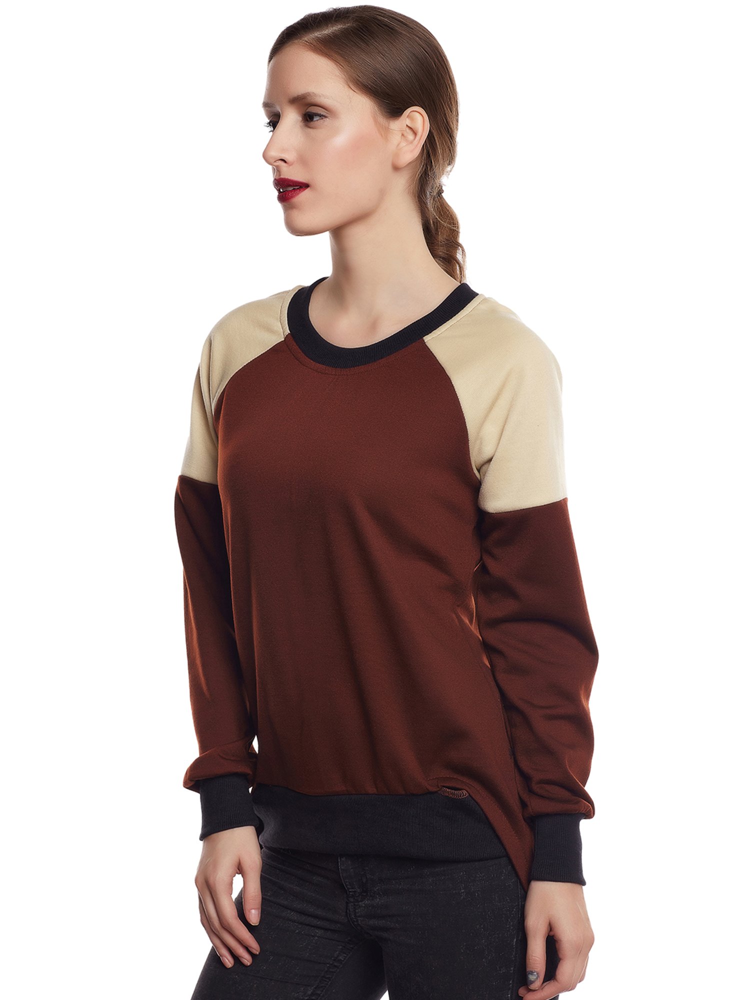 Belle Fille Brown Full Sleeves Sweatshirt