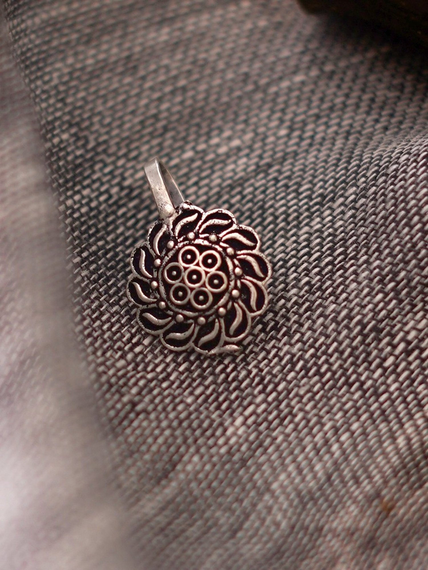 Teejh Ethnic Durva Silver Oxidized Nose Pin for Women