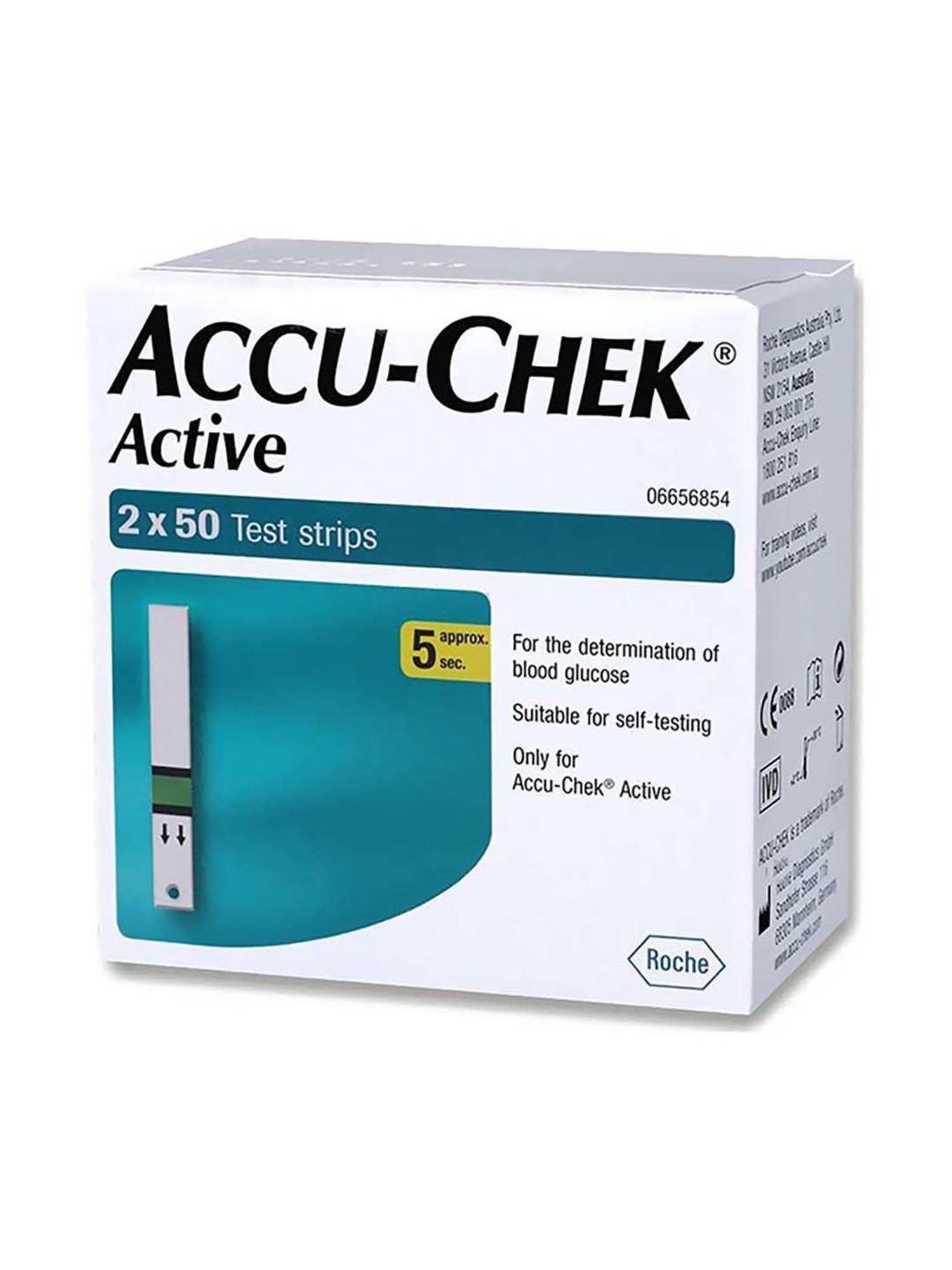 Accu Chek Active Blood Glucose Test Strip - 100 Piece (White)