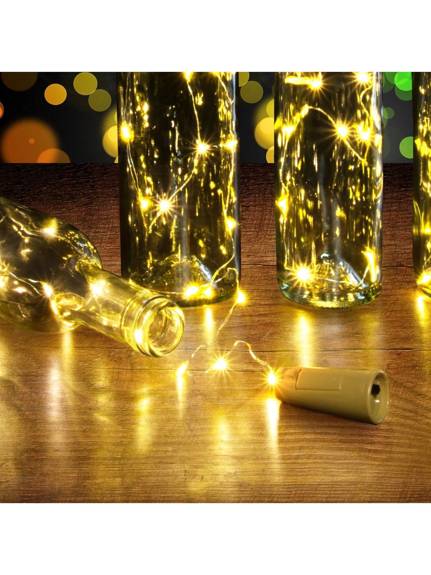 XERGY Cork Shaped Bottle Fairy String Lights Battery Powered for Diwali Home Decoration (Pack of 2)