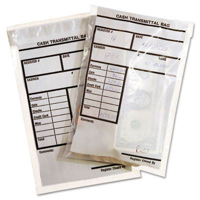 MMF Industries 236006920 Cash Transmittal Bags, Self-Sealing, 6 x 9, Clear, 500 Bags/Box