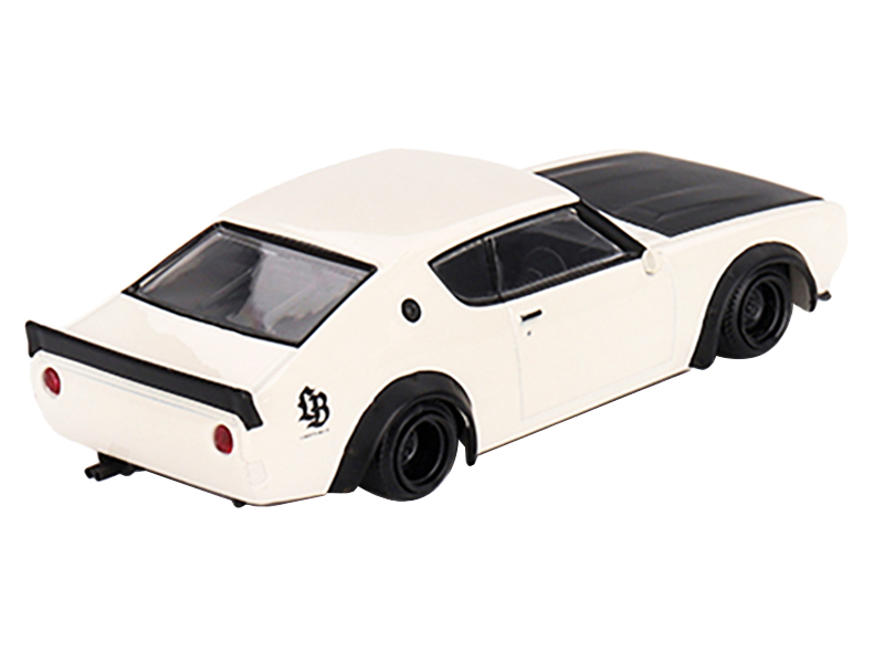 Nissan Skyline Kenmeri "Liberty Walk" RHD (Right Hand Drive) White with Matt Black Hood Limited Edition to 9600 pieces Worldwide 1/64 Diecast Model Car by Mini GT