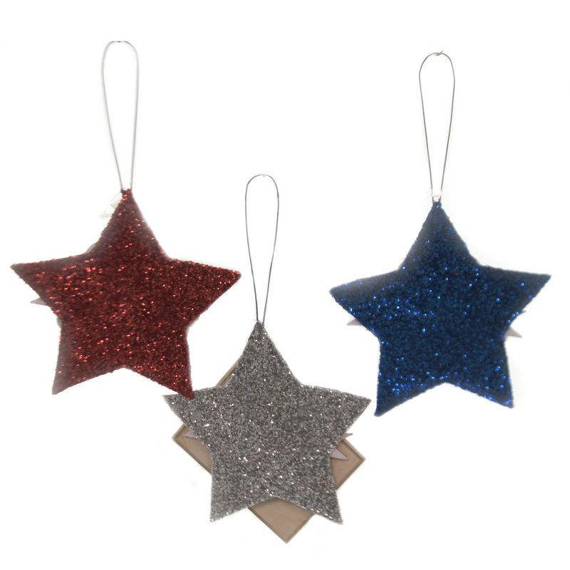Patriotic 4.75" American Glitter Star Ornament Flag Usa Banner