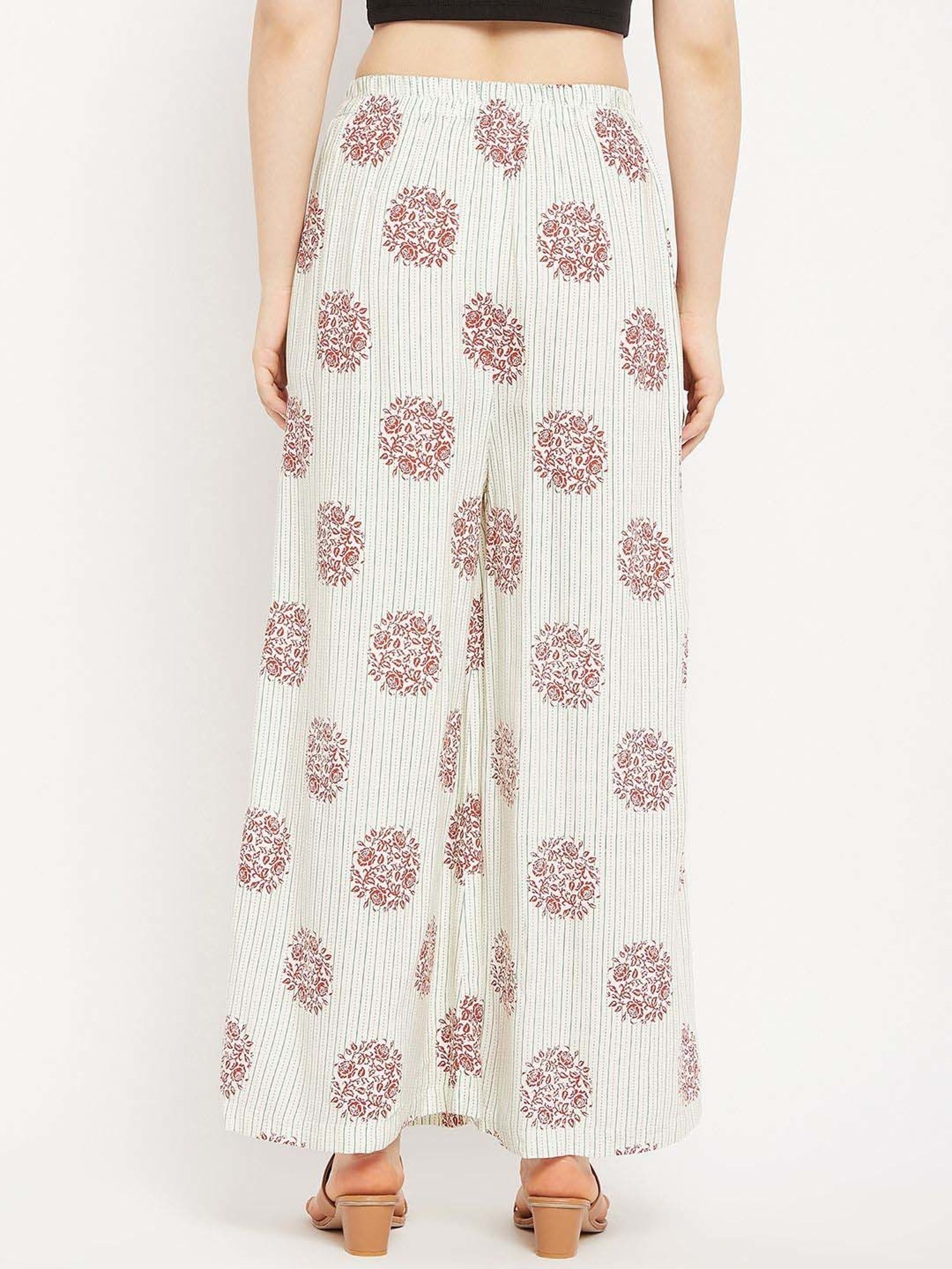 Castle Off-White Printed Palazzos