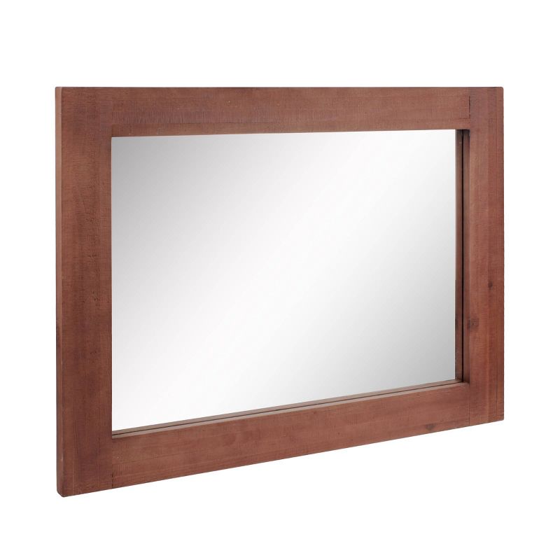Rectangle Worn Wood Decorative Wall Mirror Stratford Maroon - Stonebriar Collection