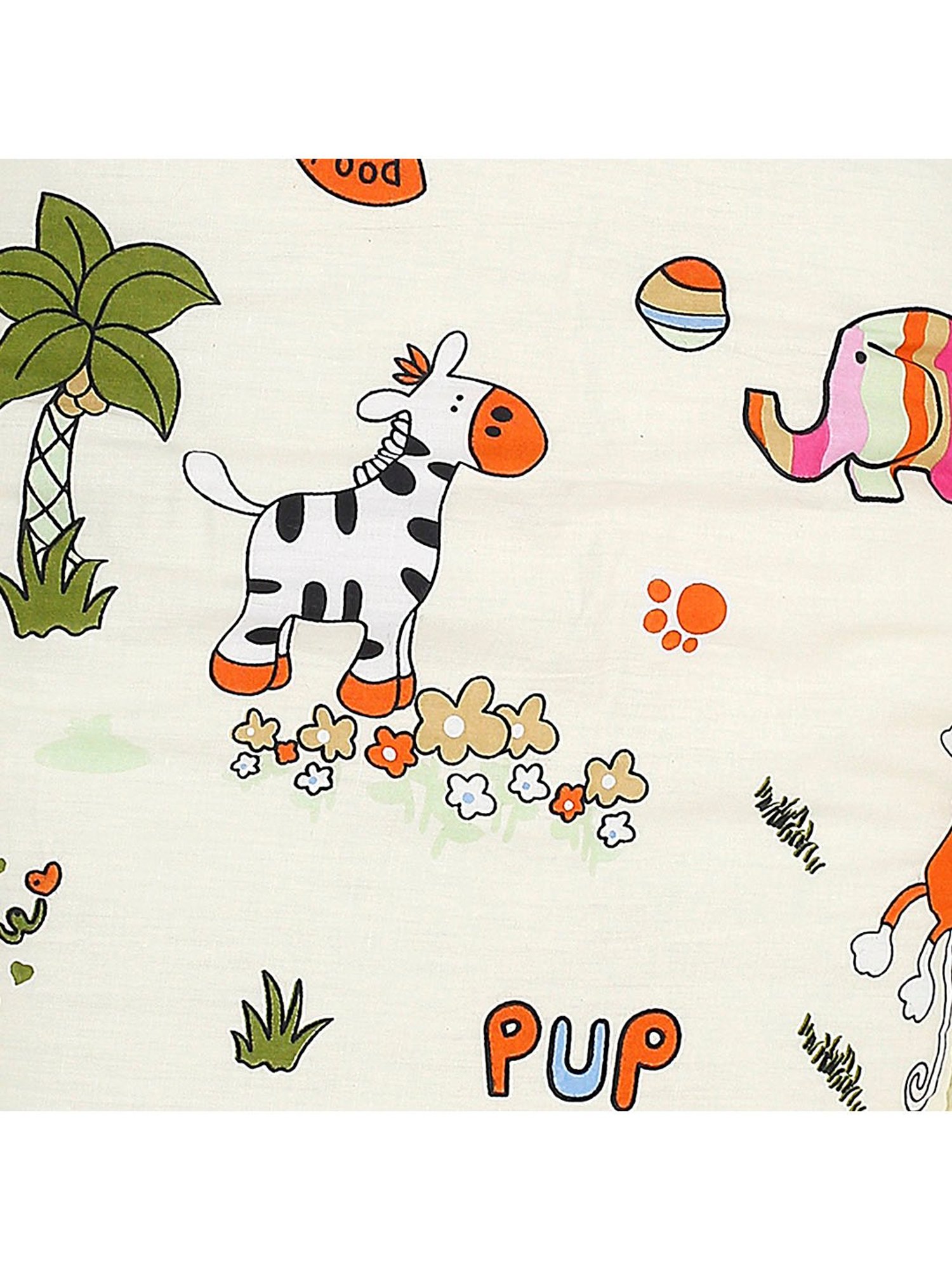 Baby Moo Tent Mattress Set with Neck Pillow I Love Animals Cream