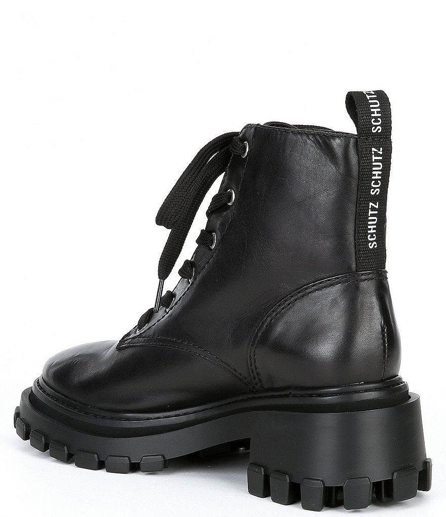 Schutz Orly Leather Lace-Up Combat Lug Sole Booties