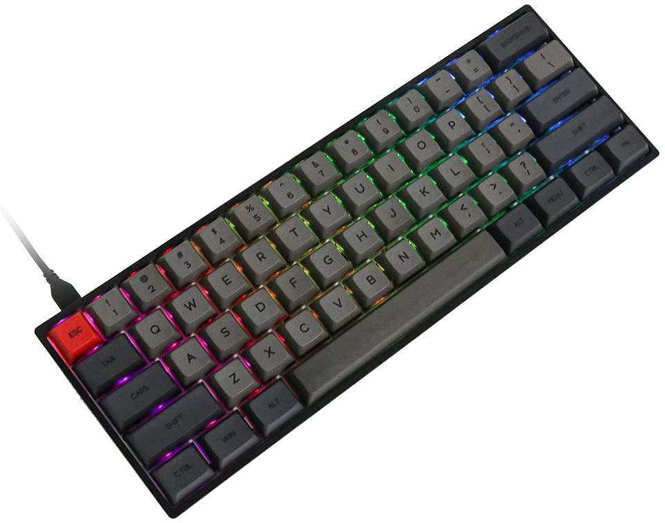 EPOMAKER GK61XS 60% RGB Hot Swappable Bluetooth Mechanical Keyboard with Split Spacebar, 1900mAh Battery, Fully Programmable for Gamers (Gateron Red Switch, Grey Black)