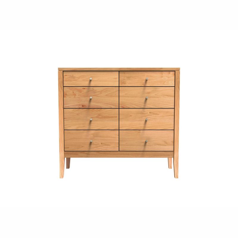 3pc Eastern King Myandra Solid Maple Wood Bedroom Set with 8 Drawer Chest Oak - HOMES: Inside + Out