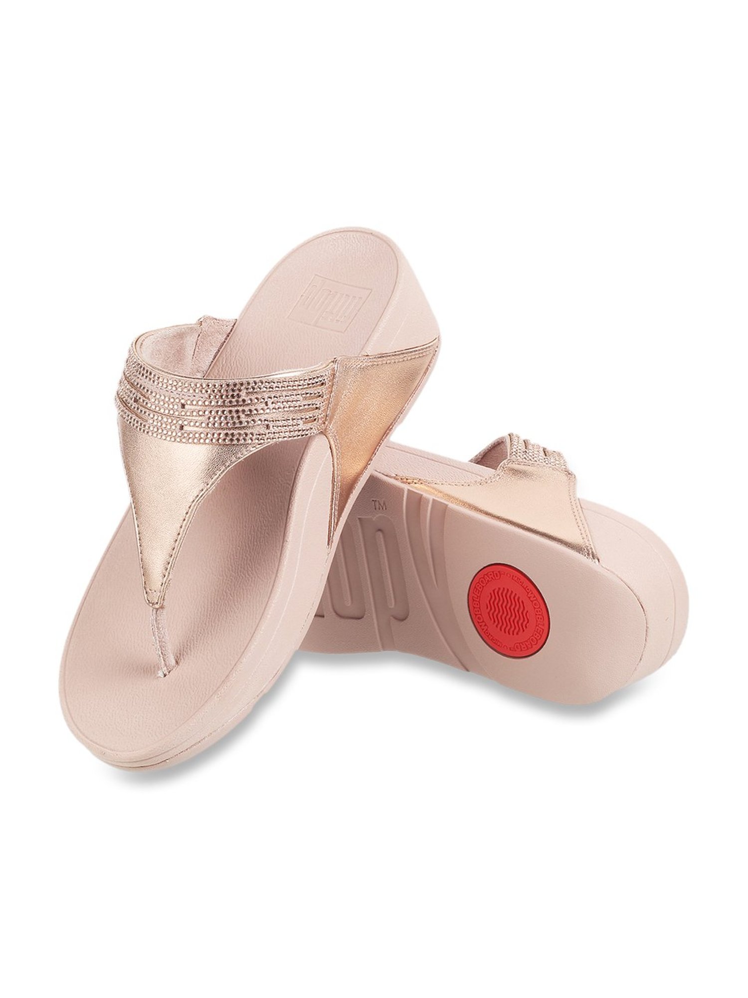 FitFlop Women's Rose Gold Thong Wedges