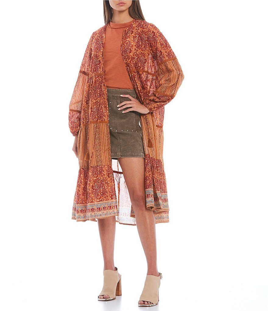 C&V Chelsea & Violet Mixed Print Tie Front Duster