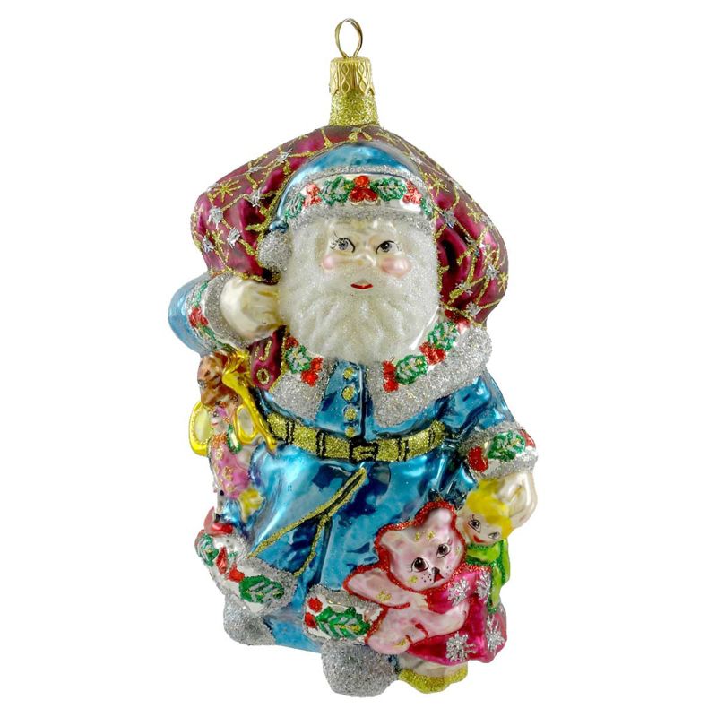 Larry Fraga Magical Blue Ornament Santa  Teddy Bear  -  Tree Ornaments
