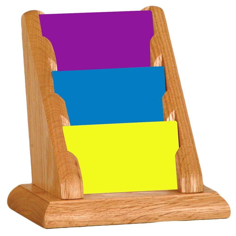 Wooden Mallet 3-Pocket Countertop Business Card Holder, Mahogany