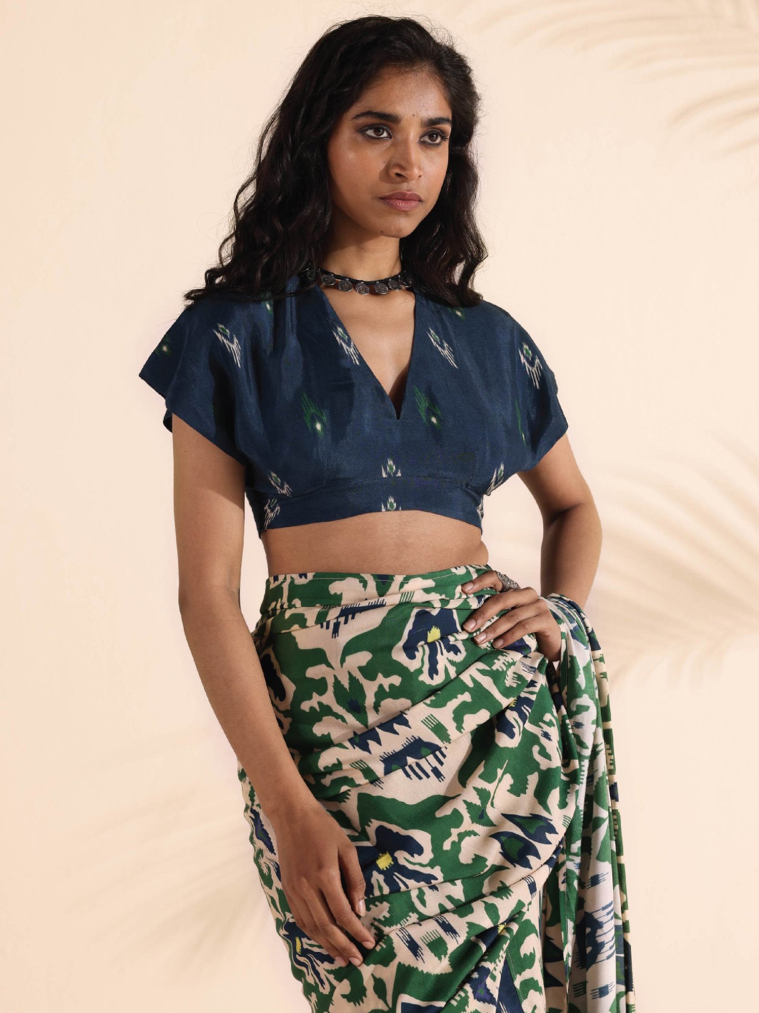 true Browns Blue Printed Blouse