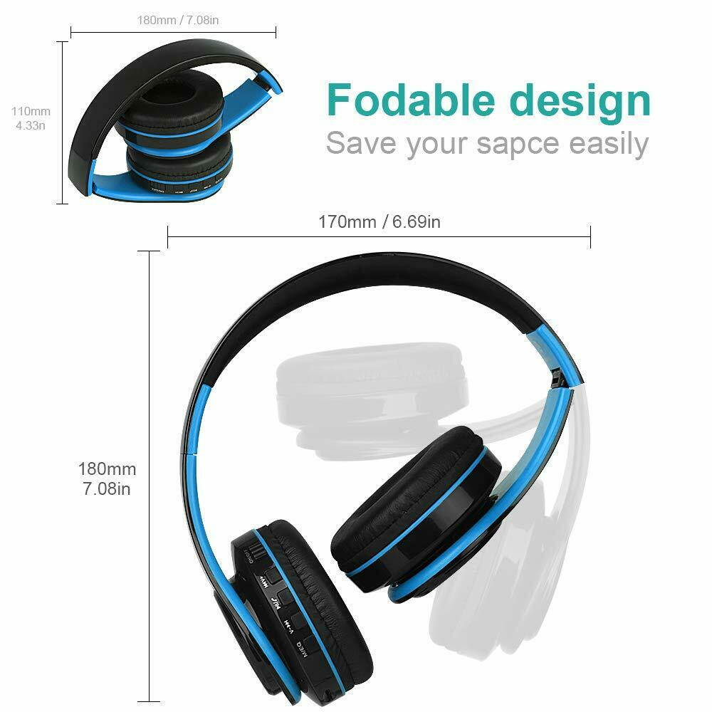 Bluetooth Headphones Over Ear Wireless Hi-Fi Stereo Headset Comfort Wearing