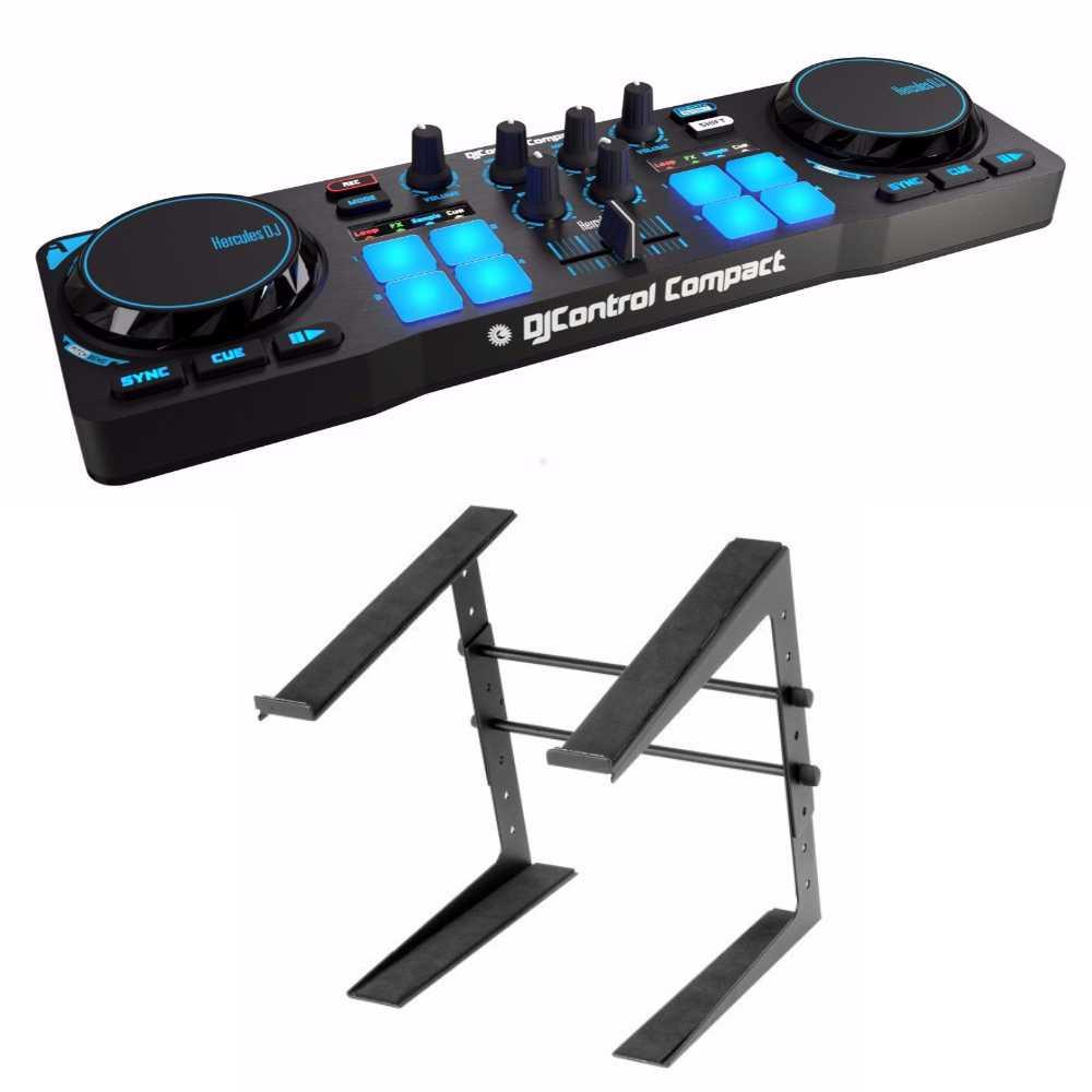 Hercules DJControl Compact super-mobile USB Controller and Laptop Stand