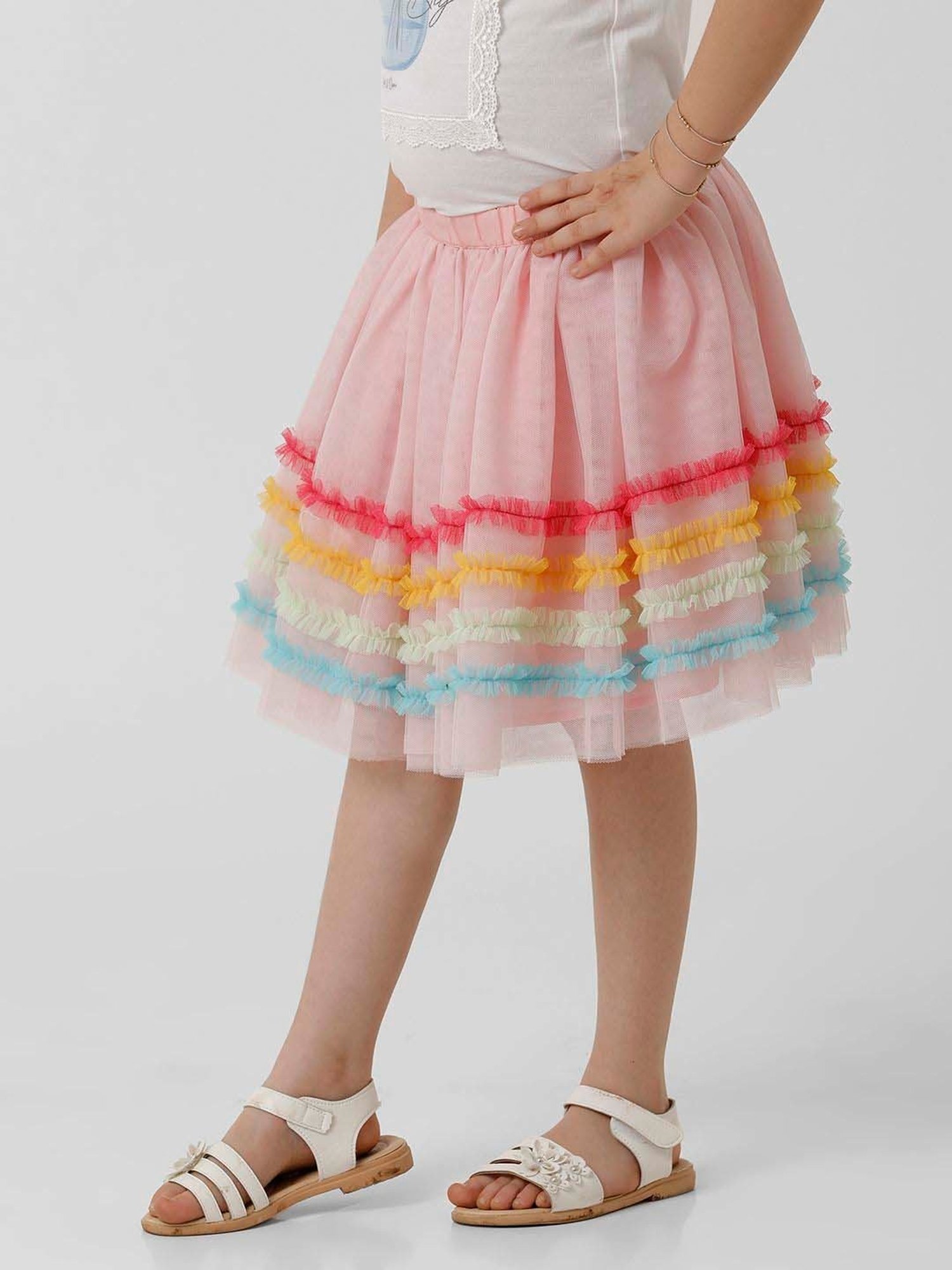Kate & Oscar Kids Pink Color Block Skirt