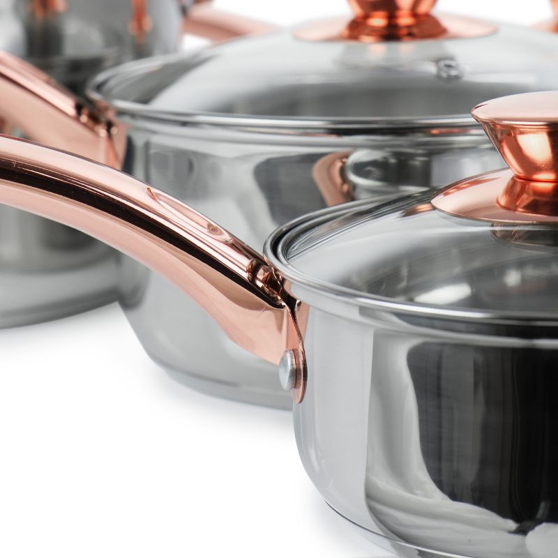 Gibson Home Ansonville 8 Piece Stainless Steel Cookware Set with Rose Gold Handles
