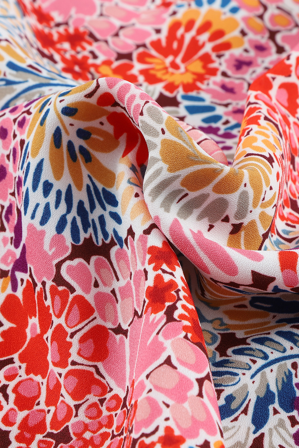 Multicolor Gorgeous Notch V Neck Short Sleeve Floral Blouse