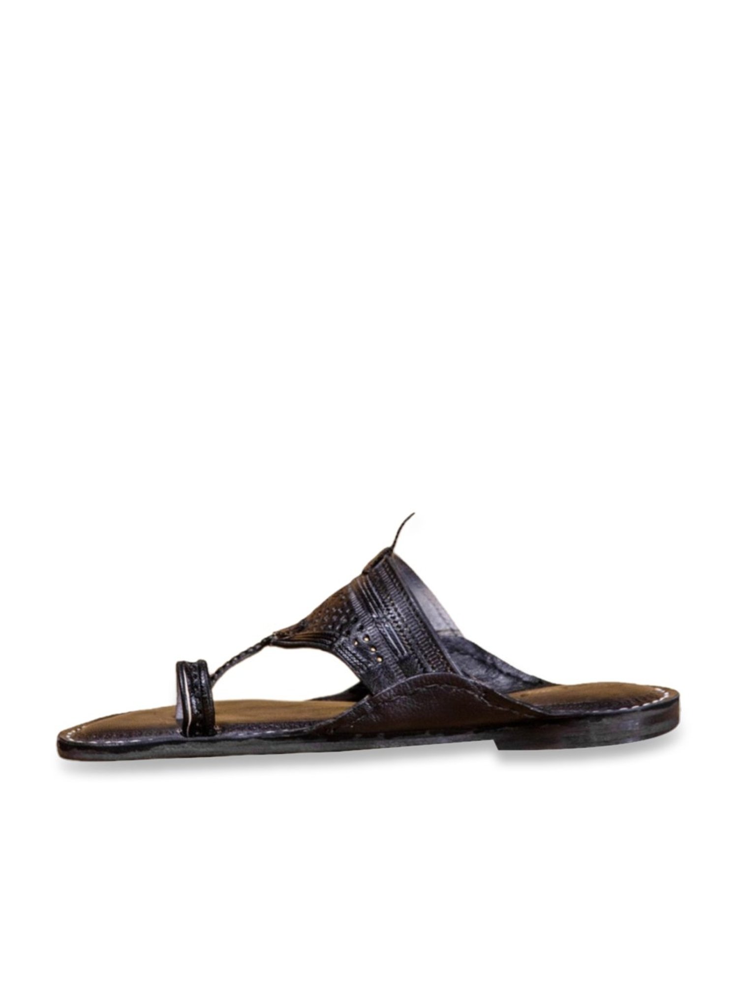 Kalapuri Men's Black Kolhapuri Sandals