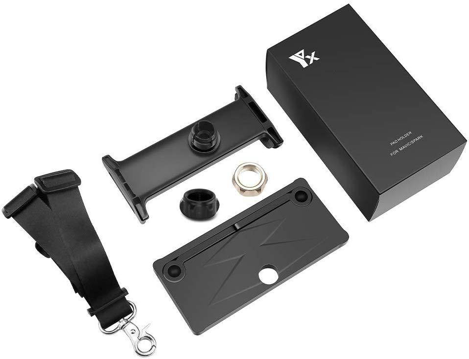 Hanatora Aluminum-Alloy Tablet Holder with Metal Nut Ring,Foldable 4-11 Inch Phone Mount with Lanyard Strap for DJI Mavic Mini,Mavic 2 Pro/Zoom, DJI Mavic Air/Spark/Mavic Pro/Platinum Remote Control