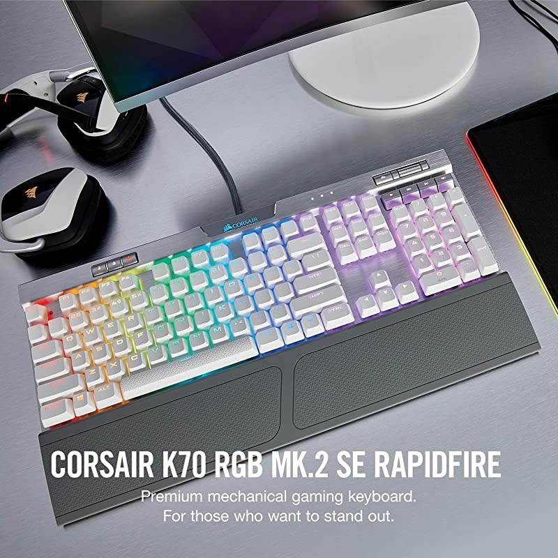 K70 RGB MK.2 SE Mechanical RAPIDFIRE Gaming Keyboard - USB Passthrough & Media Controls - PBT Double-Shot Keycaps - Cherry MX Speed - RGB LED Backlit,CH-9109114-NA