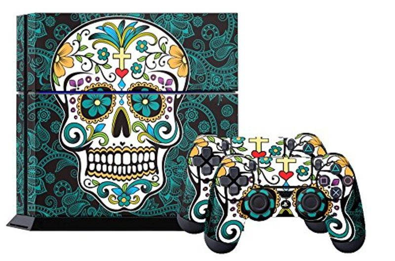 Sony PS4 PlayStation 4 Console Skin plus 2 Controller Skins - Sugar Skully