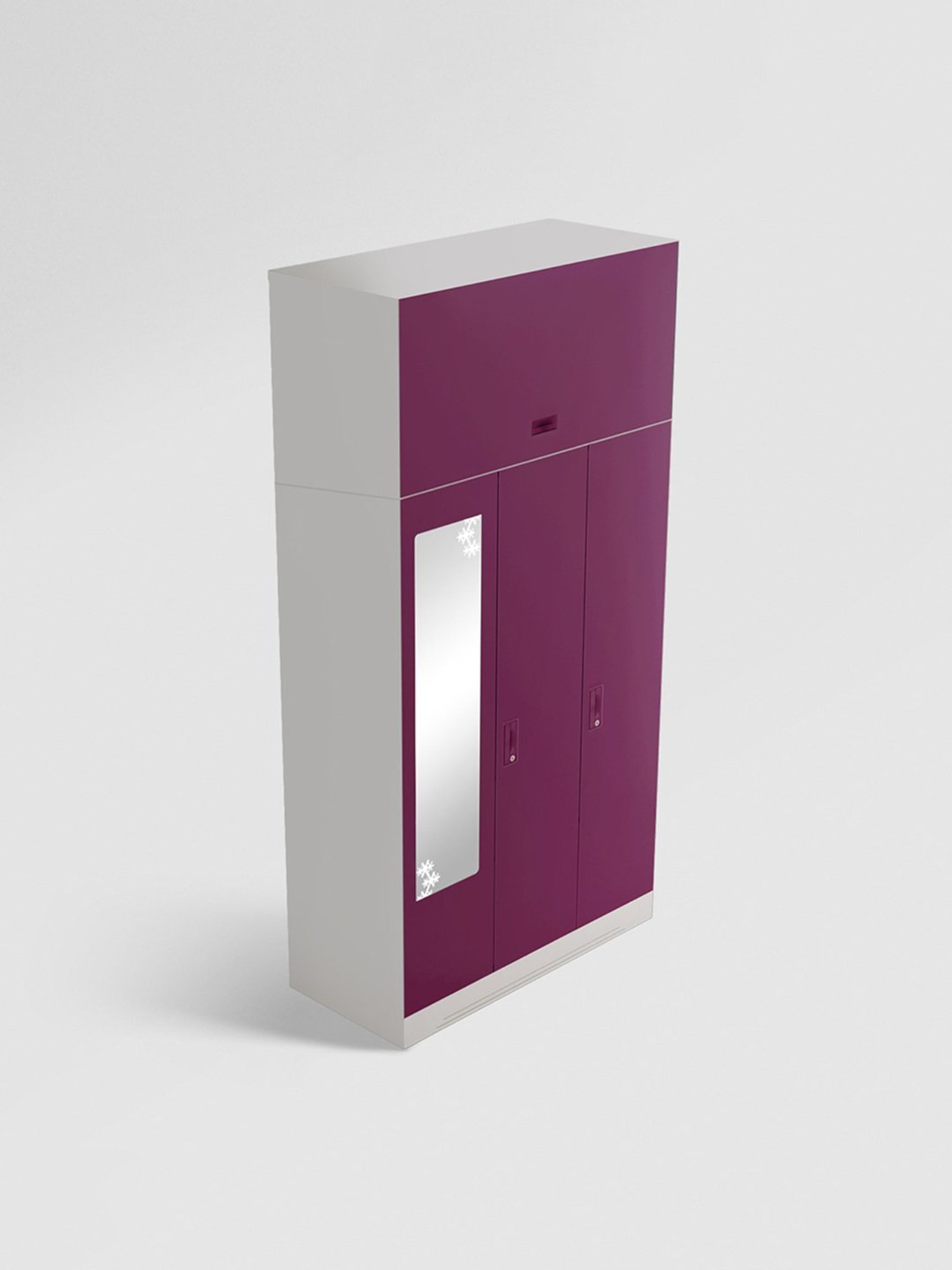 Godrej Interio Slimline 3-Door Steel Almirah, Purple (1-Year Warranty, 1 Locker, 2 Drawers,OHU)