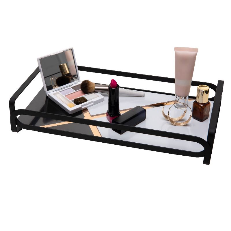 Block Print Vanity Tray Matte Black - Bath Bliss