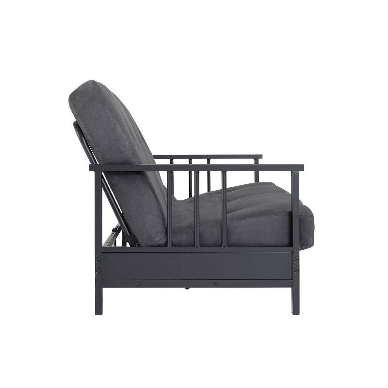 Full Harlow Metal Arm Futon Black/Gray - Room & Joy
