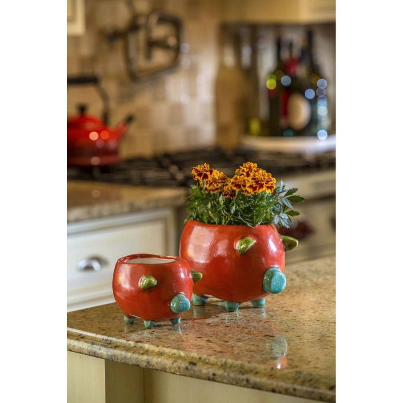 Large Indoor/Outdoor Cerdito Planter Red/Orange - Alfresco Home LLC