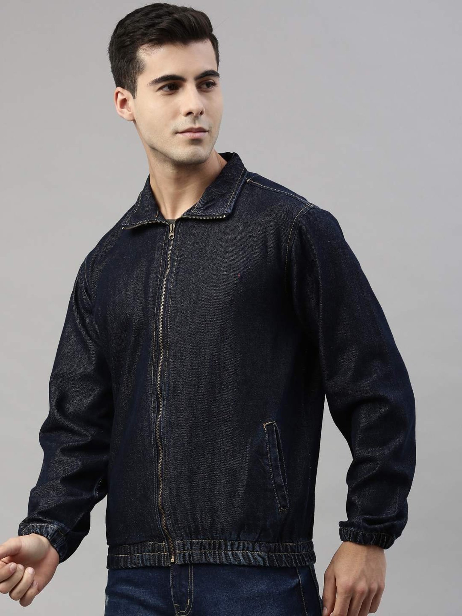 CINOCCI Blue Cotton Slim Fit Denim Jacket