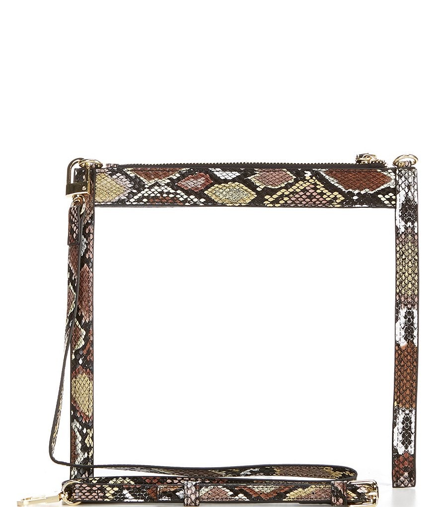 Kate Landry Clear Top Zip Snake Trim Crossbody Bag