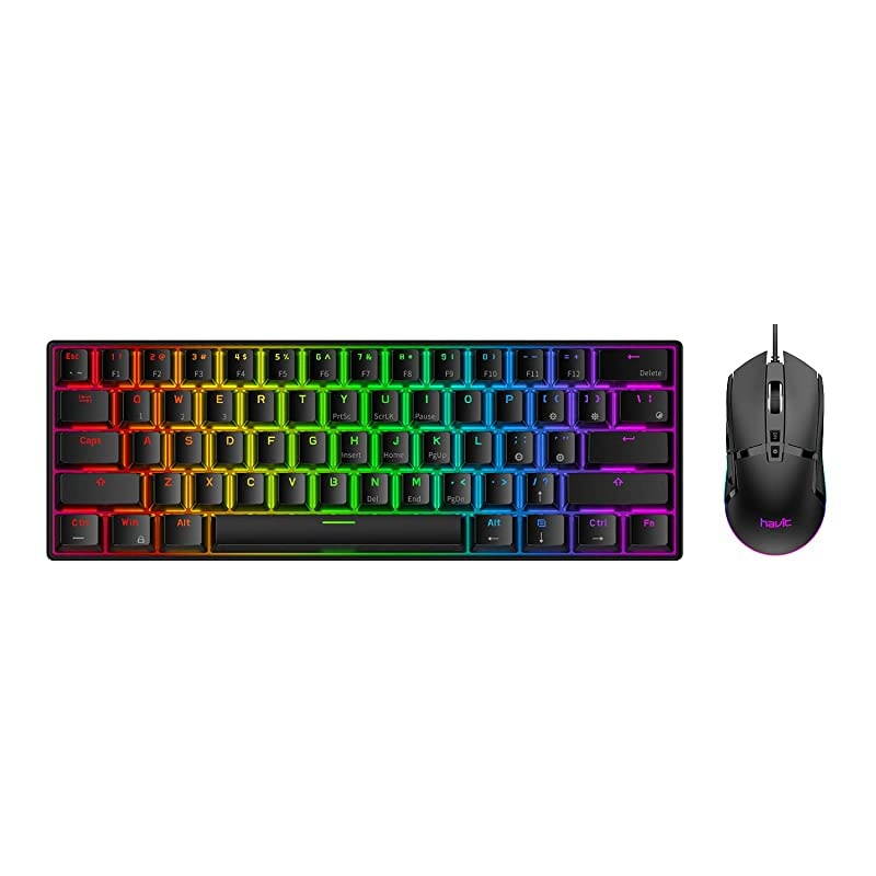60% Wireless Mechanical Keyboard and Wired Mouse, Bluetooth 5.1 & Type C Wired 68 Keys Gaming Keyboard Brown Switch,Programmable Gaming Mouse for Multi-Device PC Laptop Gamer (Black)